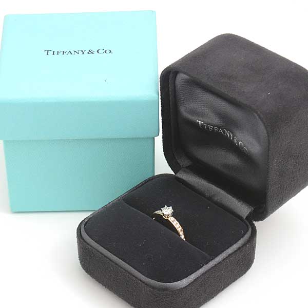 Tiffany & Co Diamond Solitaire Channel Setting Ring 750YG×PT950