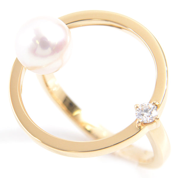 Tasaki Kinetic 1P Pearl Diamond Ring 750YG