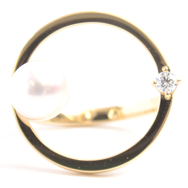 Tasaki Kinetic 1P Pearl Diamond Ring 750YG