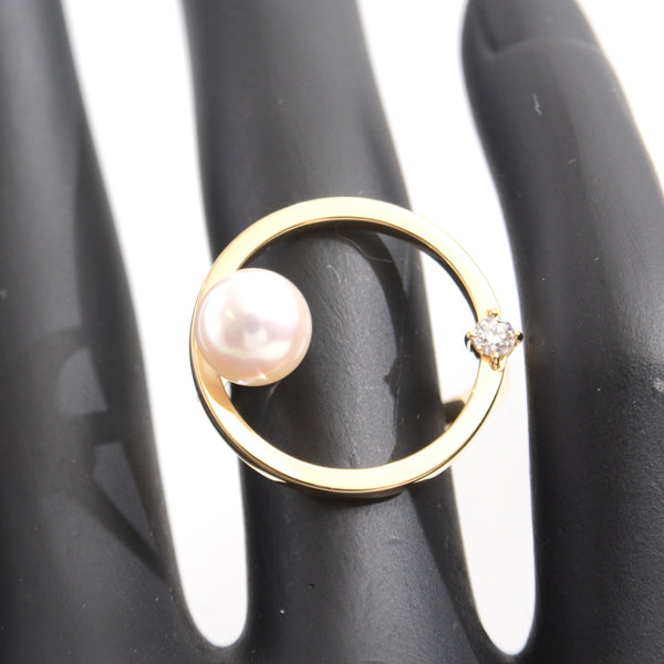 Tasaki Kinetic 1P Pearl Diamond Ring 750YG