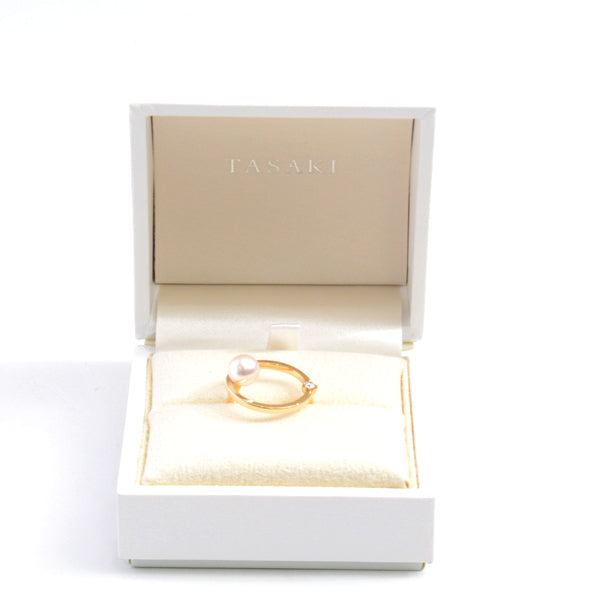 Tasaki Kinetic 1P Pearl Diamond Ring 750YG