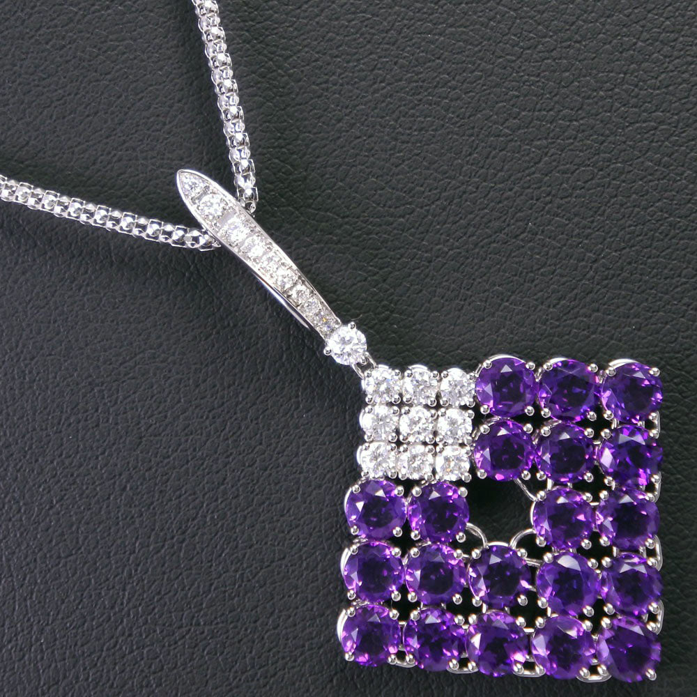 K18 White Gold Amethyst Diamond Necklace