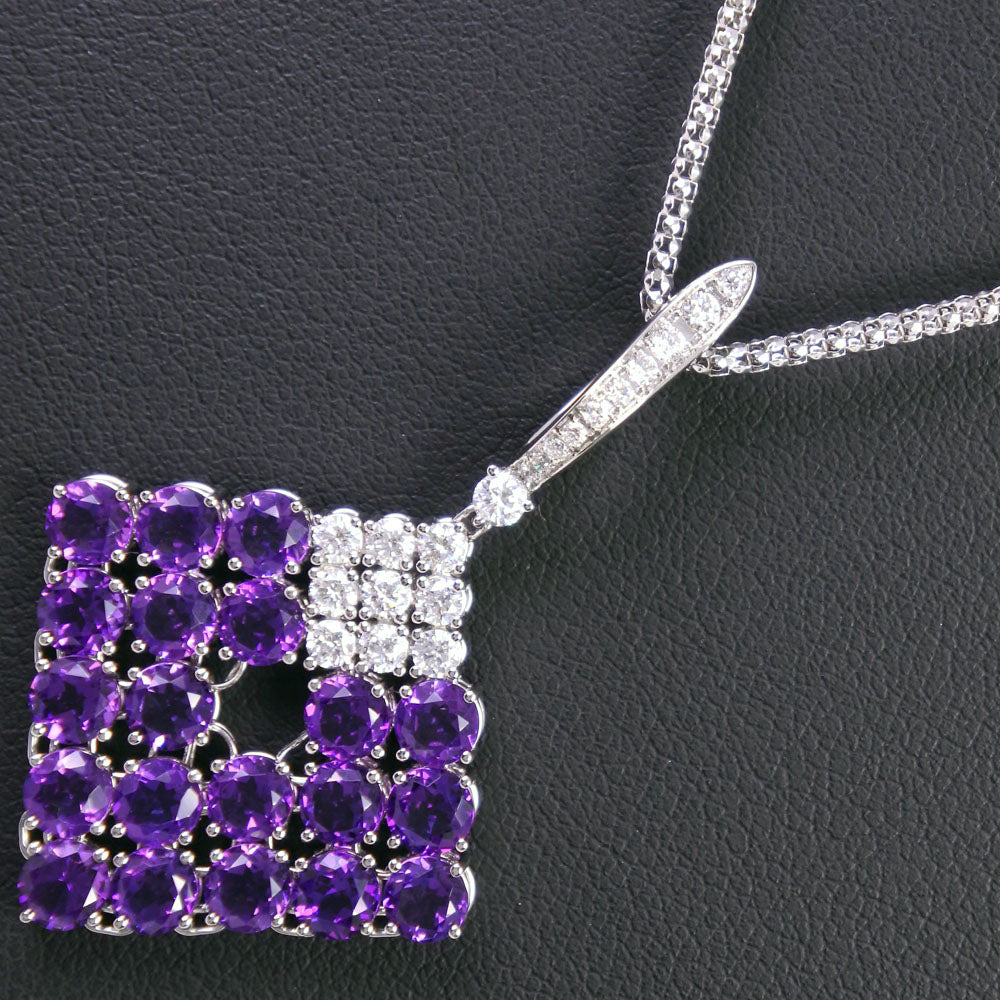 K18 White Gold Amethyst Diamond Necklace