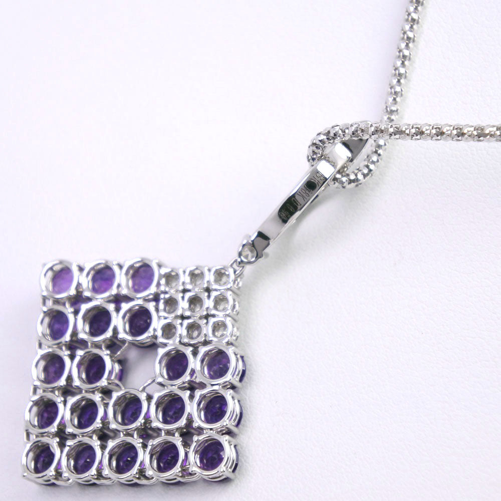 K18 White Gold Amethyst Diamond Necklace