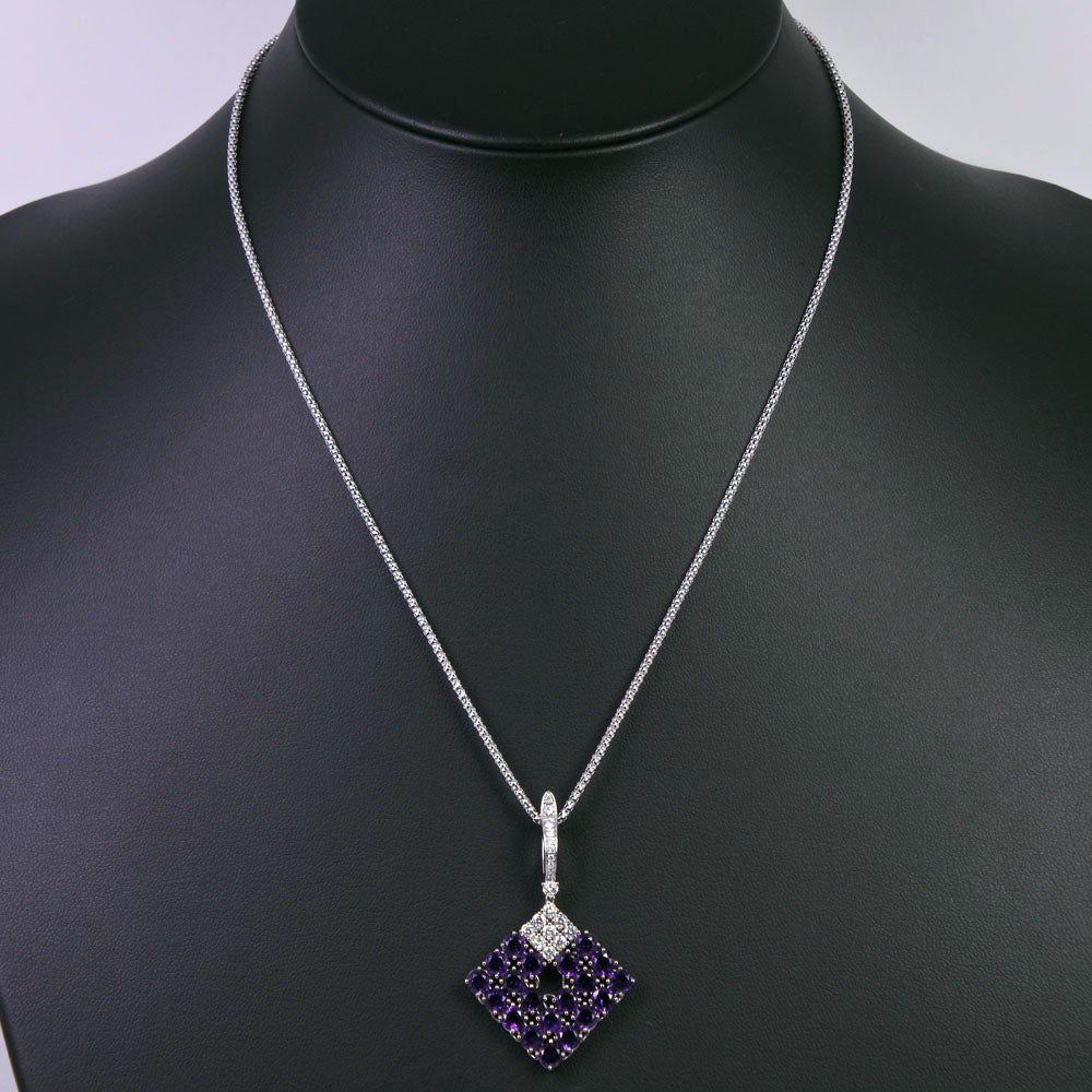 K18 White Gold Amethyst Diamond Necklace