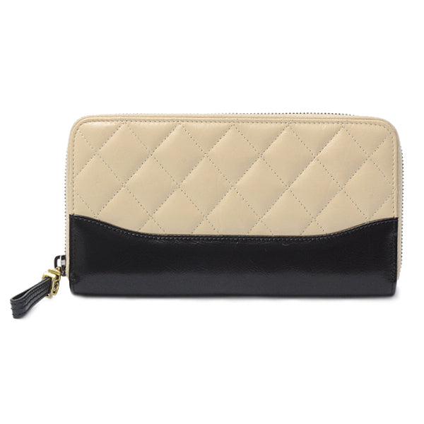 Chanel Gabrielle Long Wallet Beige Black