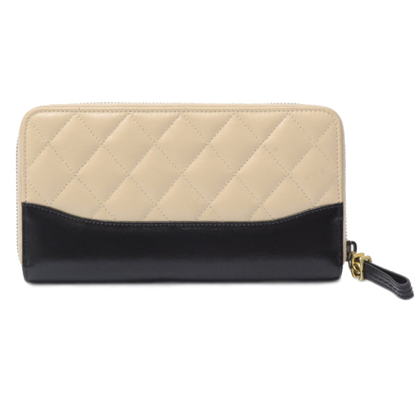 Chanel Gabrielle Long Wallet Beige Black