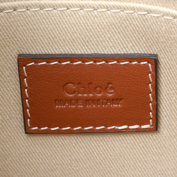 Chloe Linen Canvas Small Tote Bag Ivory Brown in Great Condition