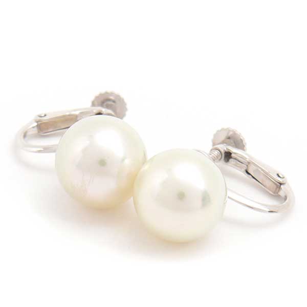 Tasaki 750WG Pearl Earrings 9.9mm White Gold in Great Condition