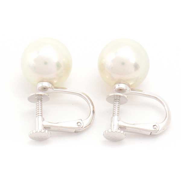 Tasaki 750WG Pearl Earrings 9.9mm White Gold in Great Condition