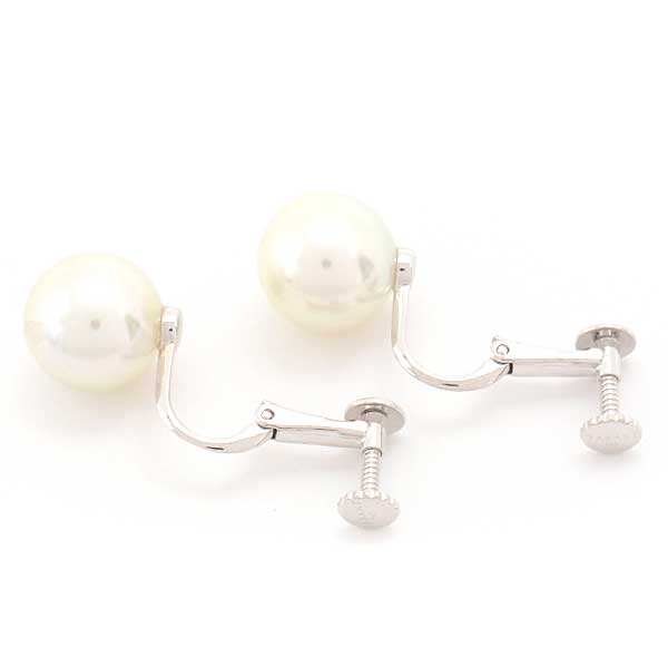 Tasaki 750WG Pearl Earrings 9.9mm White Gold in Great Condition