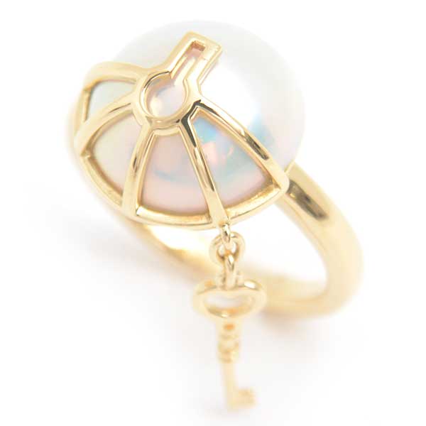 Tasaki 750YG Mabe Pearl Key Charm Ring in Great Condition