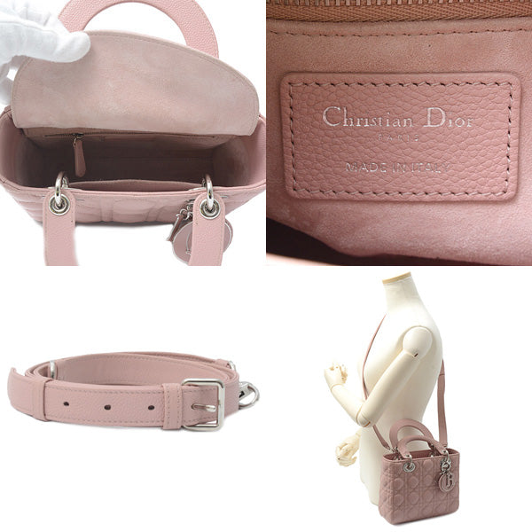 Christian Dior Lady Dior Small Leather Handbag Pink in Great Condition