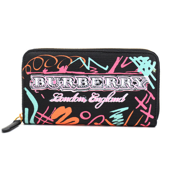 Burberry Canvas Graffiti Zip-Around Wallet 4066127 in Great Condition