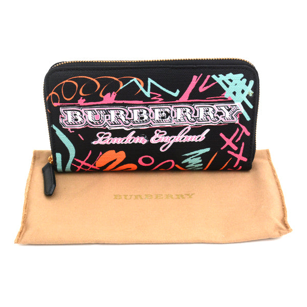 Burberry Canvas Graffiti Zip-Around Wallet 4066127 in Great Condition