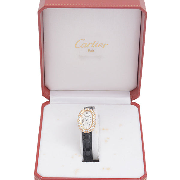 Cartier 750YG Mini Baignoire Diamond Bezel Quartz Watch in Great Condition