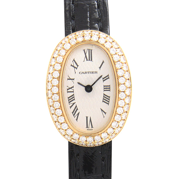 Cartier 750YG Mini Baignoire Diamond Bezel Quartz Watch in Great Condition