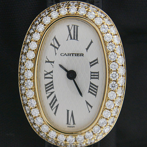 Cartier 750YG Mini Baignoire Diamond Bezel Quartz Watch in Great Condition