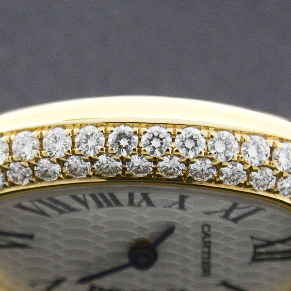 Cartier 750YG Mini Baignoire Diamond Bezel Quartz Watch in Great Condition