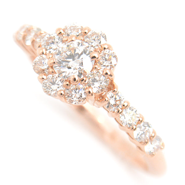 Ponte Vecchio Flower Diamond Ring 750PG 8号 Pink Gold in Great Condition