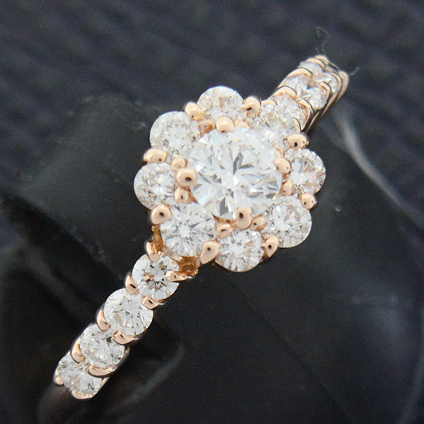 Ponte Vecchio Flower Diamond Ring 750PG 8号 Pink Gold in Great Condition