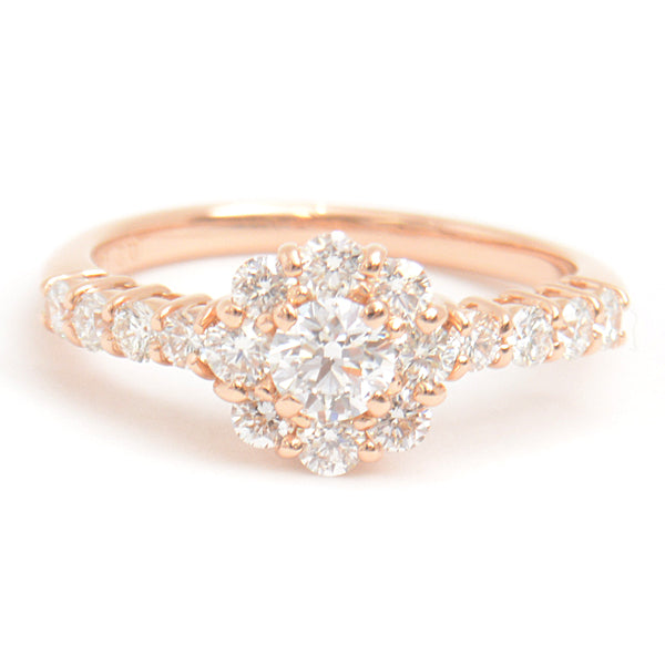 Ponte Vecchio Flower Diamond Ring 750PG 8号 Pink Gold in Great Condition