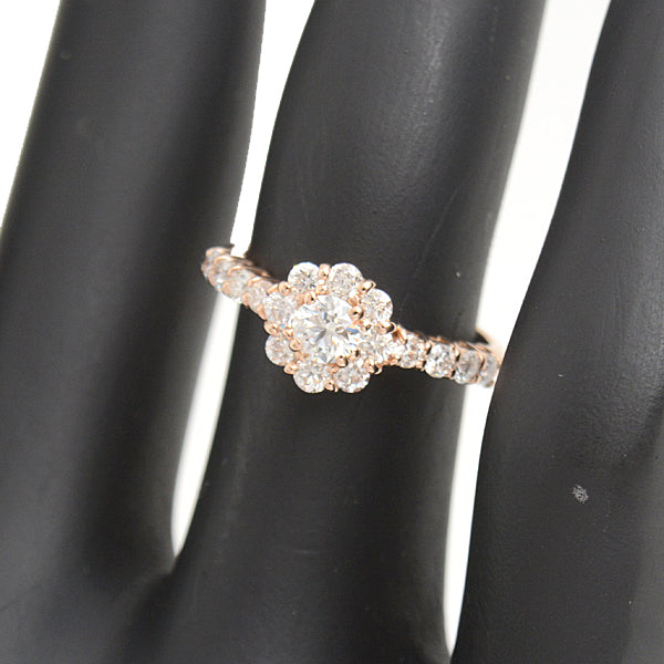 Ponte Vecchio Flower Diamond Ring 750PG 8号 Pink Gold in Great Condition