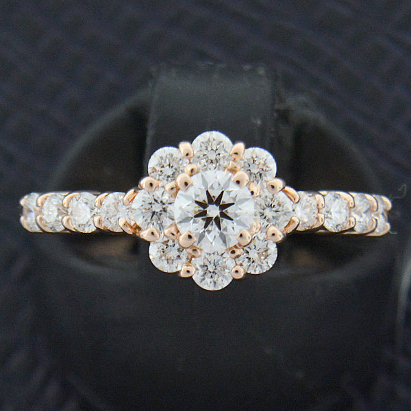 Ponte Vecchio Flower Diamond Ring 750PG 8号 Pink Gold in Great Condition