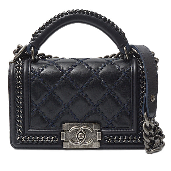 Chanel Leather Boy Handle Chain Shoulder Bag