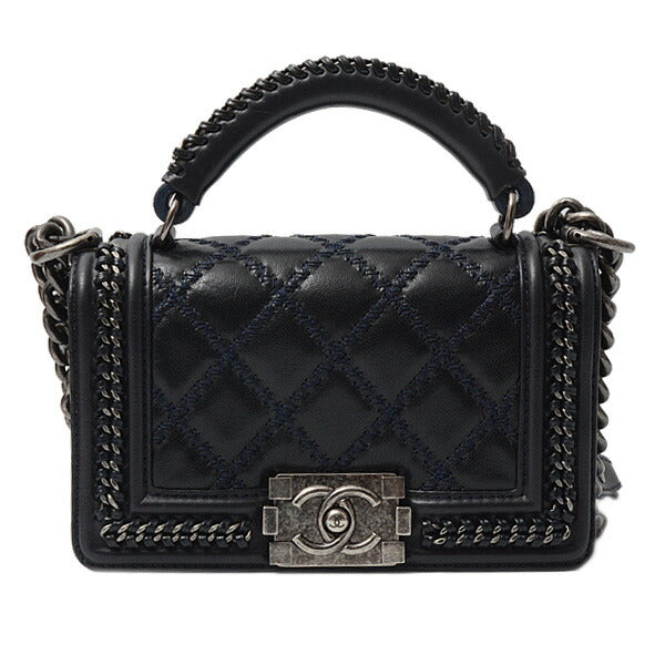 Chanel Leather Boy Handle Chain Shoulder Bag