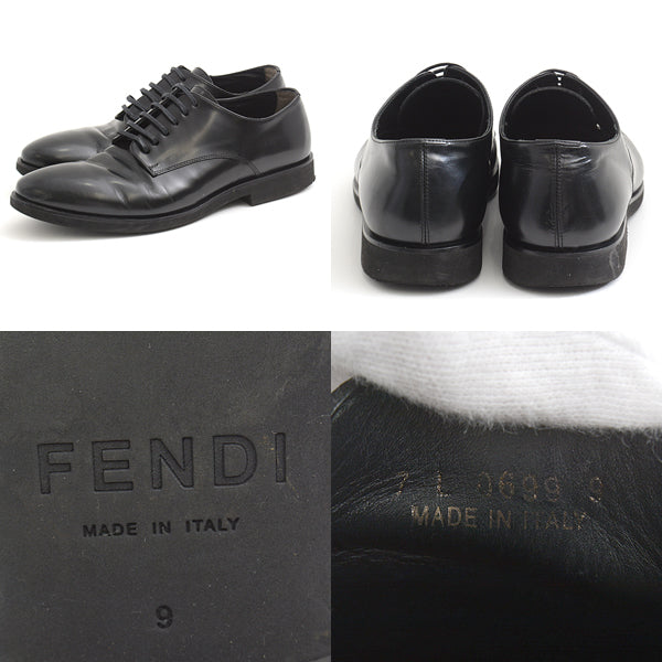 Fendi Leather Lace-Up Shoes Black 7L0699 in Very Good Condition