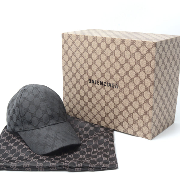 Balenciaga Women's Hat Cap Gucci Collab Hacker Project Black in Pristine Condition