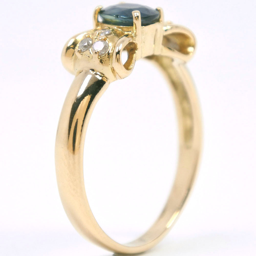 K18 Gold Sapphire Diamond Ribbon Ring