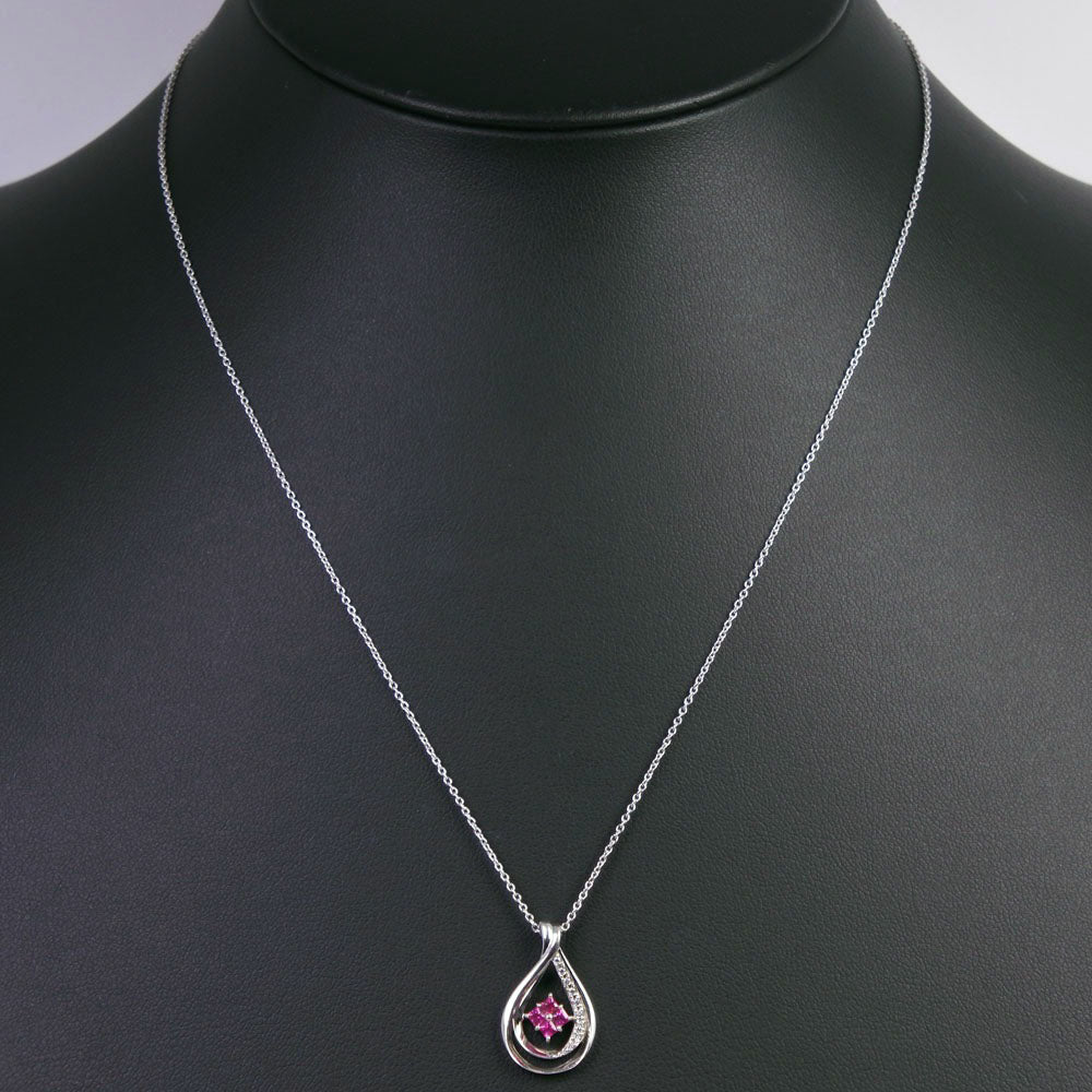 Silver 925 Cubic Zirconia Red Stone Necklace