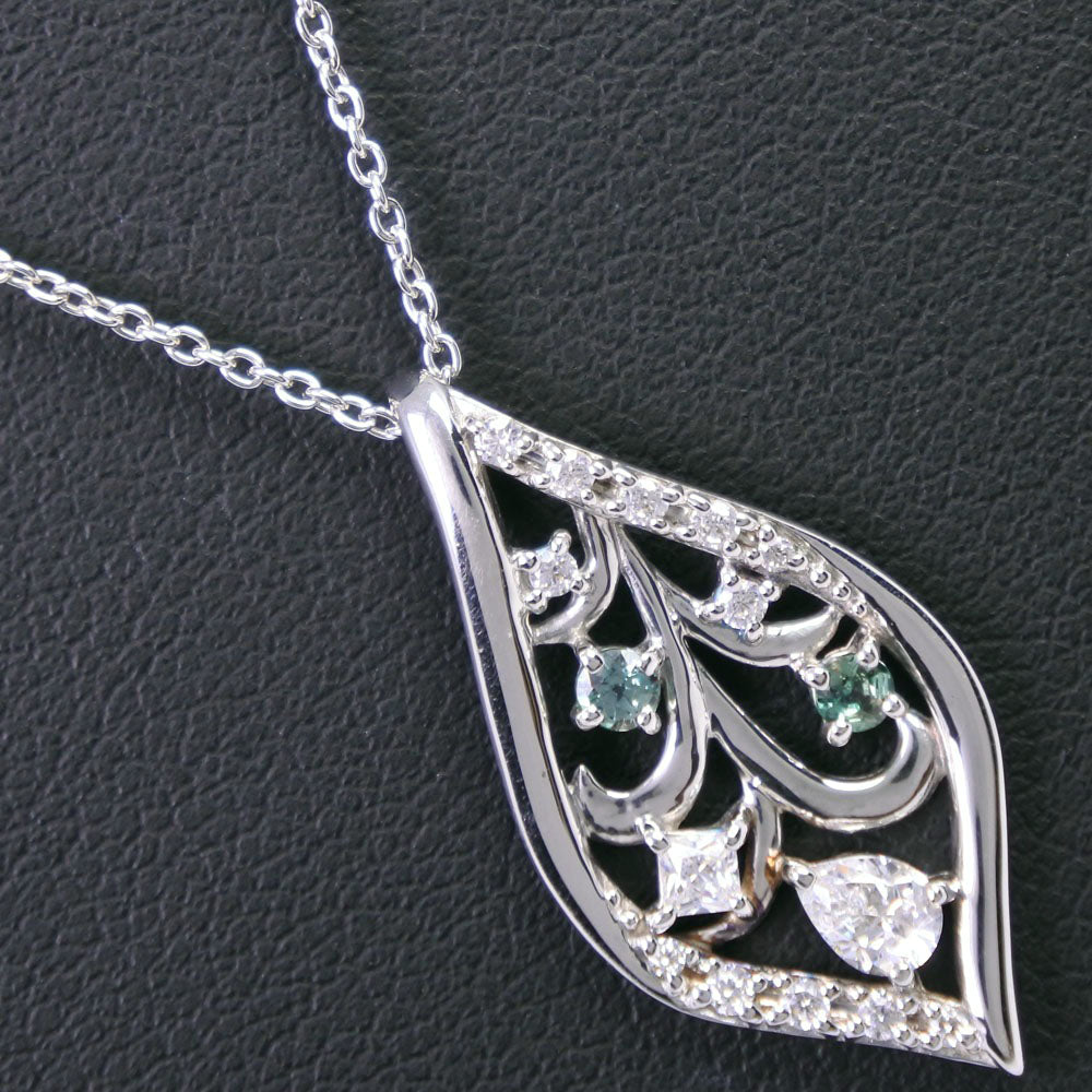 Leaf Necklace Silver 950 Cubic Zirconia 925