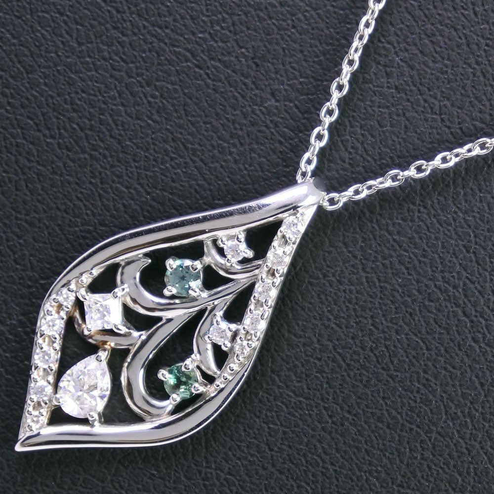 Leaf Necklace Silver 950 Cubic Zirconia 925