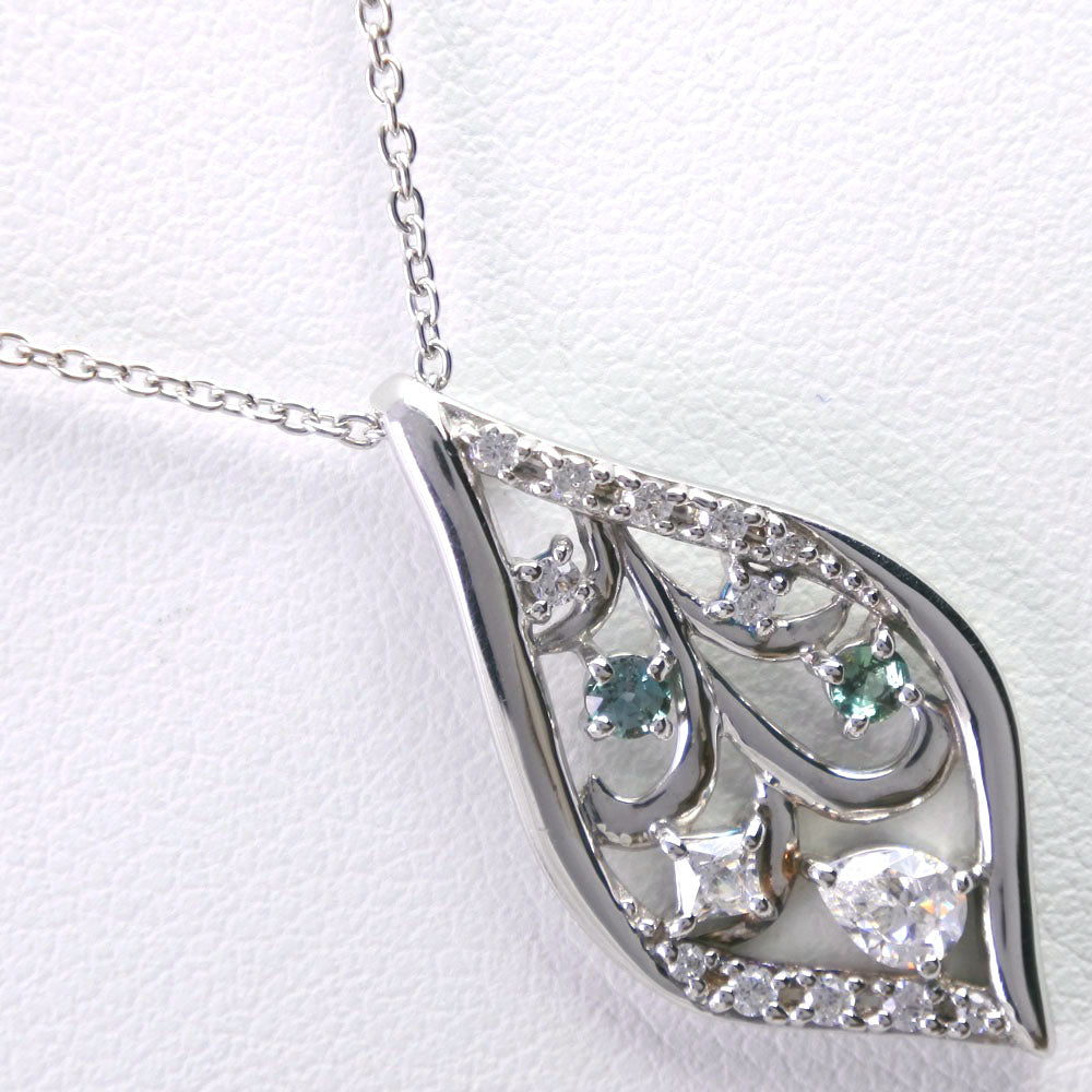 Leaf Necklace Silver 950 Cubic Zirconia 925