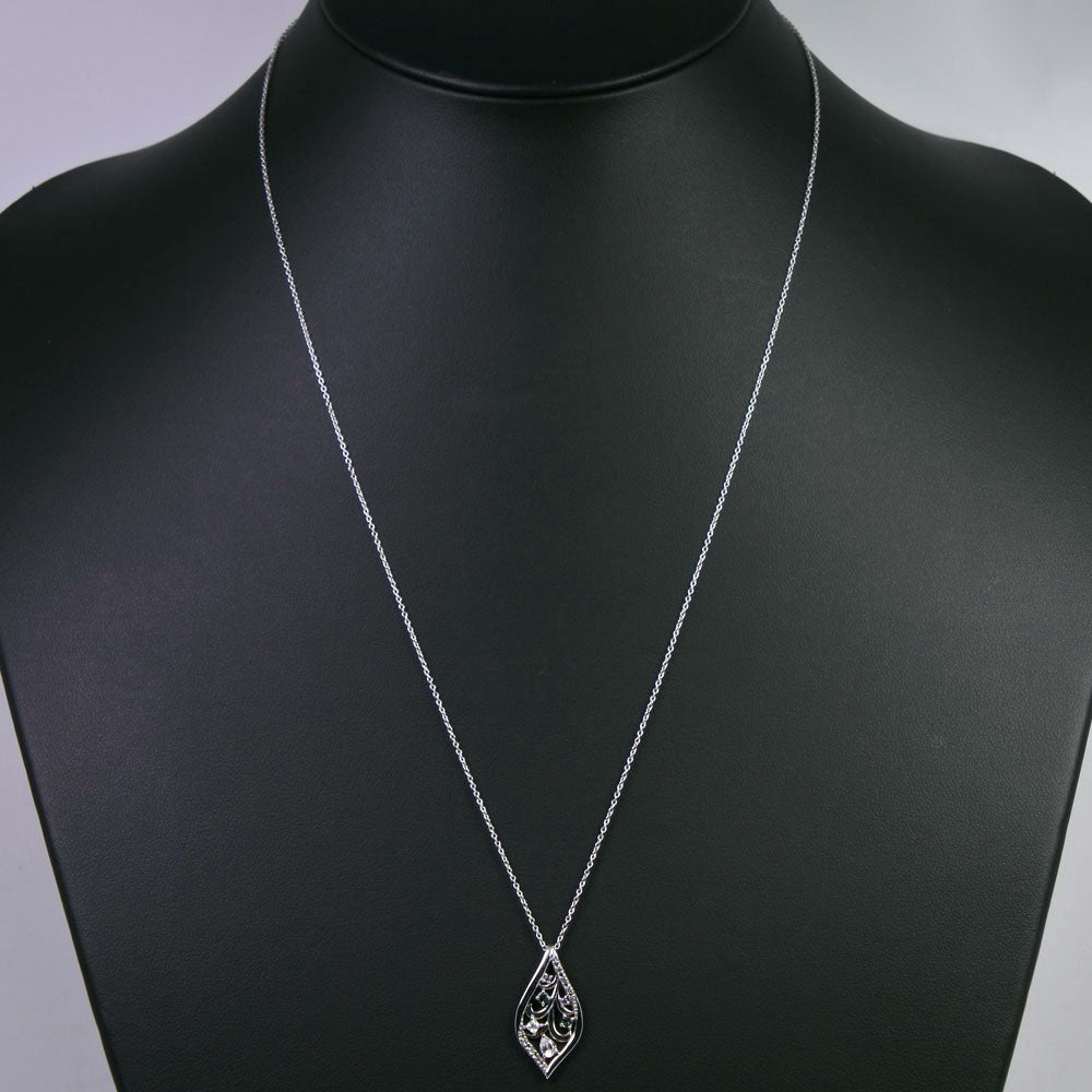 Leaf Necklace Silver 950 Cubic Zirconia 925