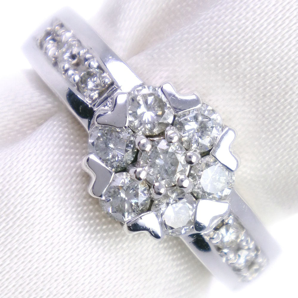 "Diamond Ring, 0.56 Carat in K18 White Gold, Size 4, Women's Pre-Owned in A-Rank Condition"