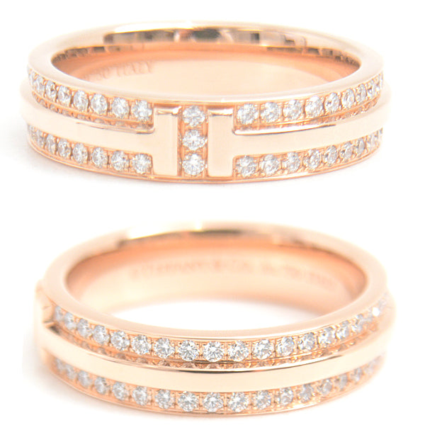 Tiffany & Co Diamond T Narrow Full Pave Ring 9 Pink Gold