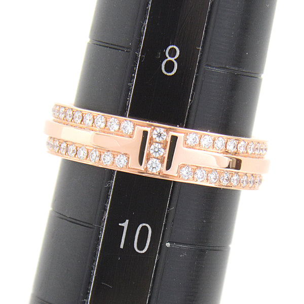 Tiffany & Co Diamond T Narrow Full Pave Ring 9 Pink Gold