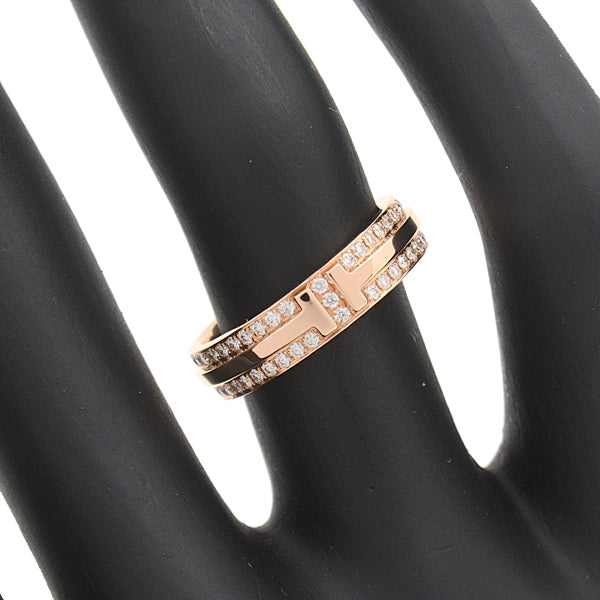 Tiffany & Co Diamond T Narrow Full Pave Ring 9 Pink Gold