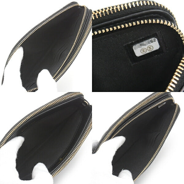 Chanel Matelasse Pearl Chain Wallet Shoulder Bag Black in Great Condition