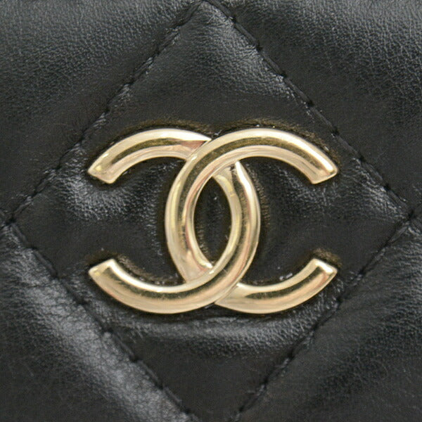 Chanel Matelasse Pearl Chain Wallet Shoulder Bag Black in Great Condition