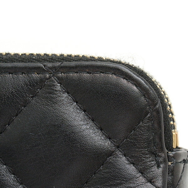 Chanel Matelasse Pearl Chain Wallet Shoulder Bag Black in Great Condition