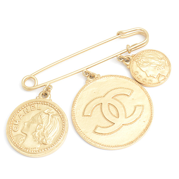 Chanel Coco Coin Brooch Gold