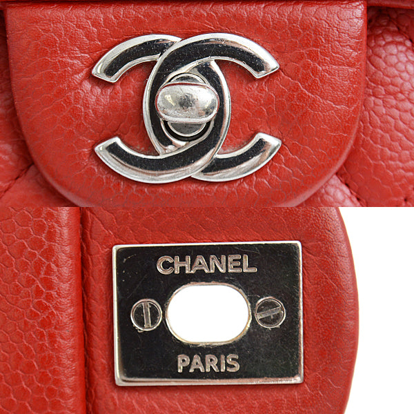 Chanel Red Caviar Skin Mini Matelasse Chain Bag