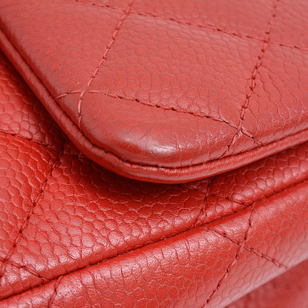 Chanel Red Caviar Skin Mini Matelasse Chain Bag