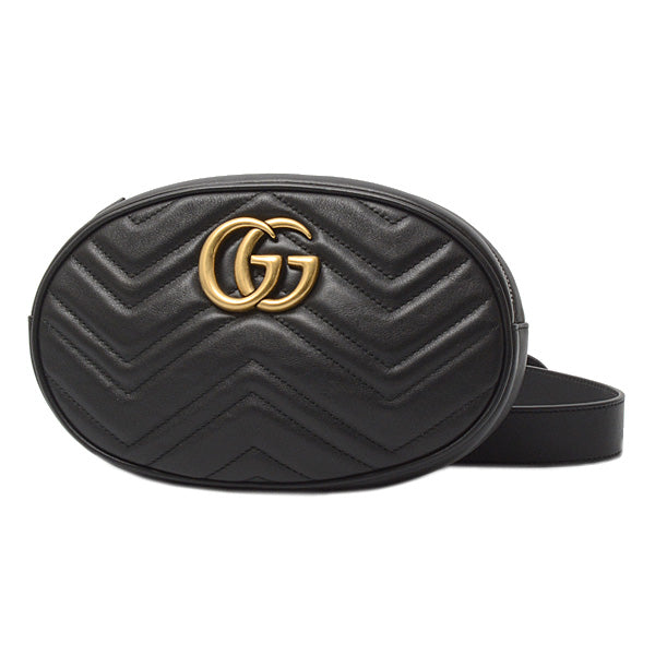 Gucci Leather GG Marmont Belt Bag Waist Bag Black 491294 in Great Condition