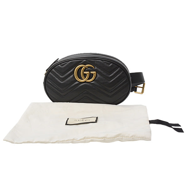 Gucci Leather GG Marmont Belt Bag Waist Bag Black 491294